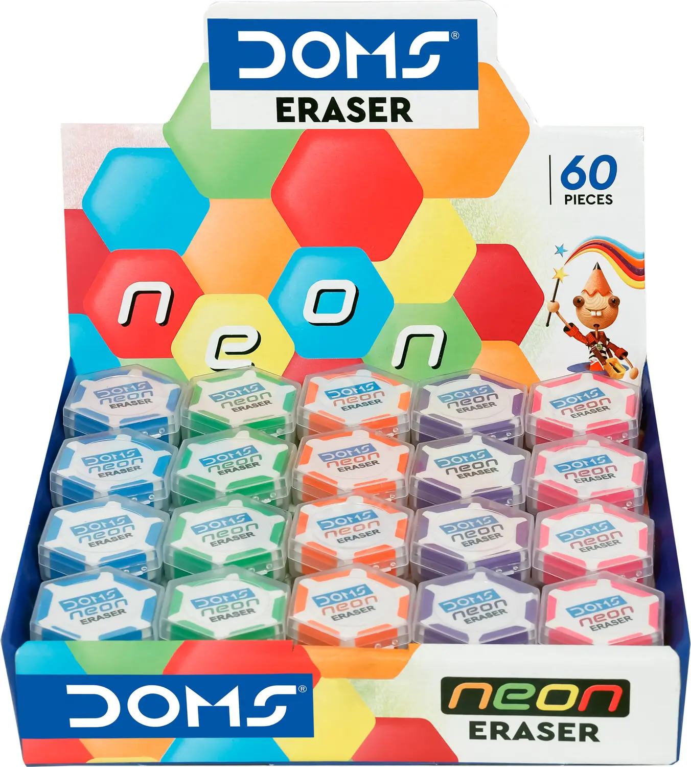 Doms Neon Hexa Eraser — alternate view